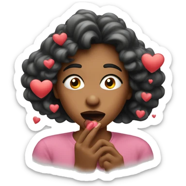 Blowing a kiss with hearts  sticker