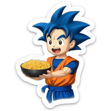 Goku blue comiendo  sticker