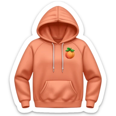 A 3D cartoon peach-coral hoodie with soft folds, drawstrings, and a casual fit, isolated plain background. plain , no texture. sticker