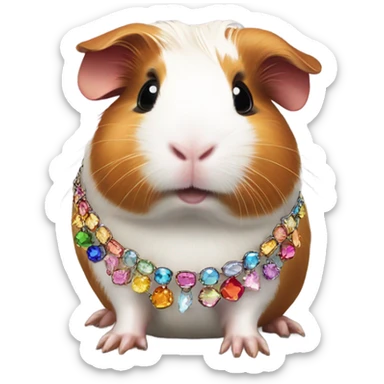 Guinea pig wearing a lot of jewelry  sticker