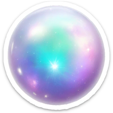 Pastel white iridescent nebula crystal orb sticker