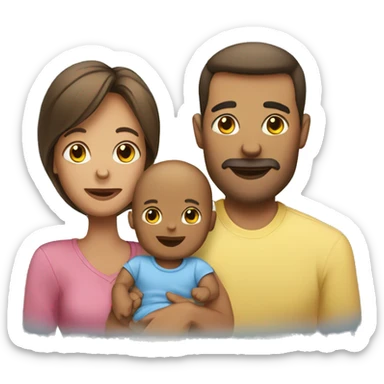 Mom and dad with baby sticker