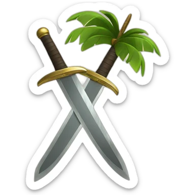 Two swords and a palm tree sticker