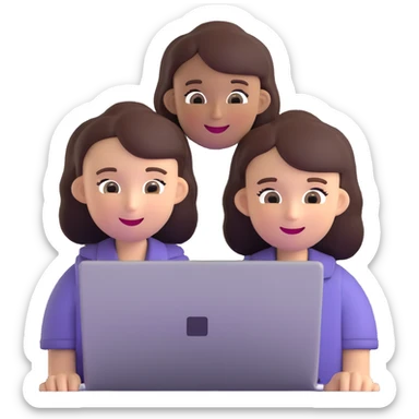 boy and girl on a video call, laptops with faces on screen, happy conversation sticker