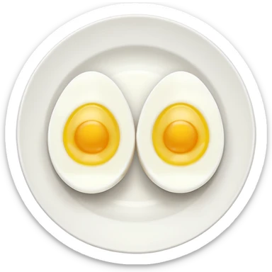 Two boil eggs in a restaurant plate cut in half sticker