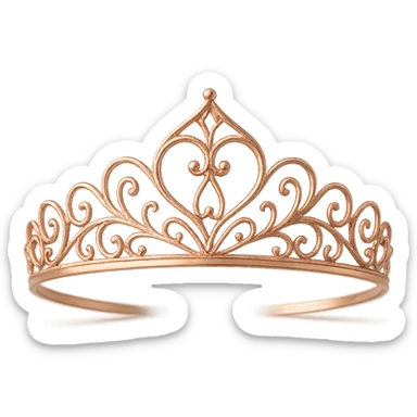rose gold tiara, elegant, metallic, delicate, minimal background sticker