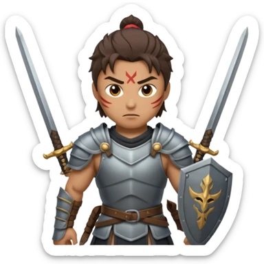 warrior with dual swords sticker