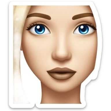 beautiful woman, long straight blonde hair, blue eyes kissing beautiful woman, long straight brown hair, blue eyes,  sticker