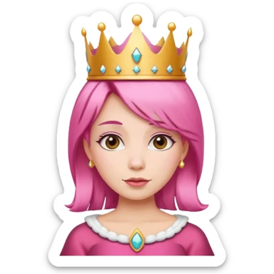 cute queen with pink hair and queen crown sticker
