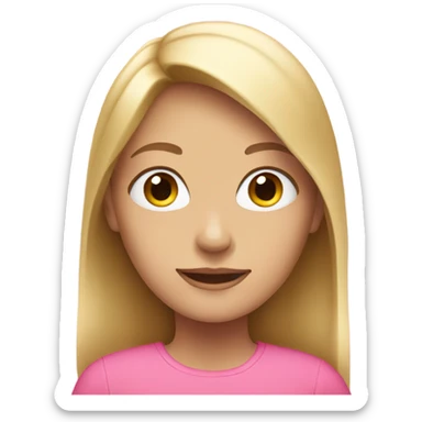 A blonde girl with straight hair and pink top sticker