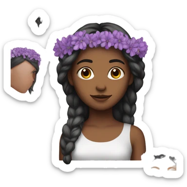 Purple flower crown on girl  sticker
