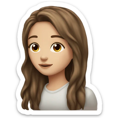 very pretty brown hair brown eye fair skin long hair girl sticker