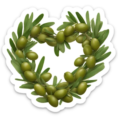 olive heart adorned with olive garland  sticker