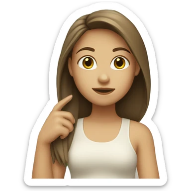 White girl with straight brown hair carrying small palm tree sticker