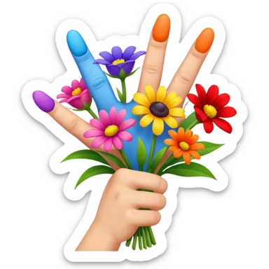 A bouquet of flowers with middle fingers replacing the flowers sticker