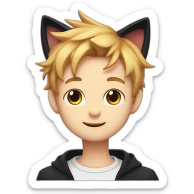 solo smile cat boy munch with black cat ears  sticker