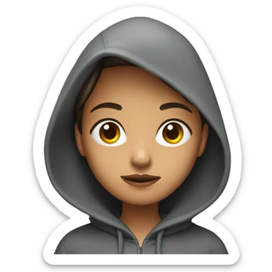 A girl looking mysterious to the side wearing hoodie sticker