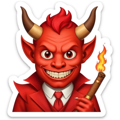 Diablito de cara roja con un cigarro sticker