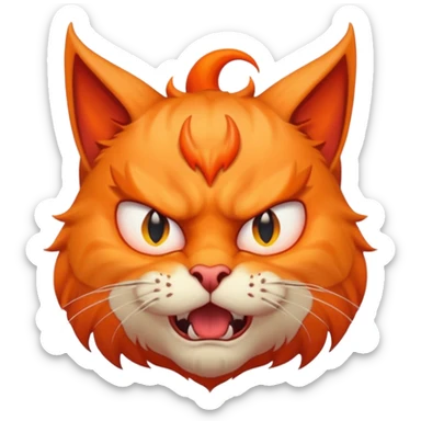 angry cat with devil horns sticker
