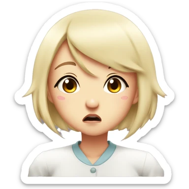 a 2d anime style girl character pushing her lips forward with unsatisfied emotion sticker