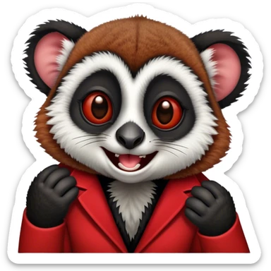 laughing lemur in red and black clothes sticker