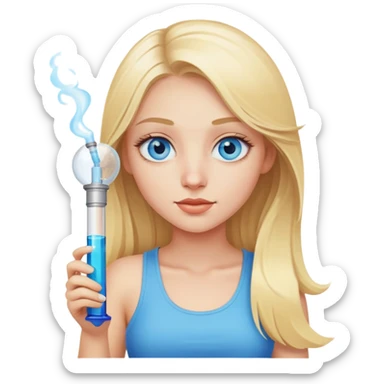 Blue eyed Blonde girl with a bong sticker