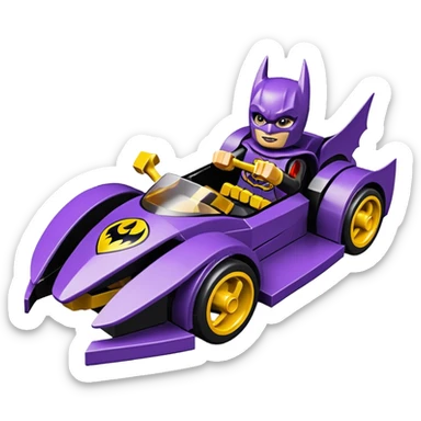 Hot wheels Lego BatGirl’s stealth burglar sporty futuristic pursuit mobile two seater car (reclined seating position) sticker