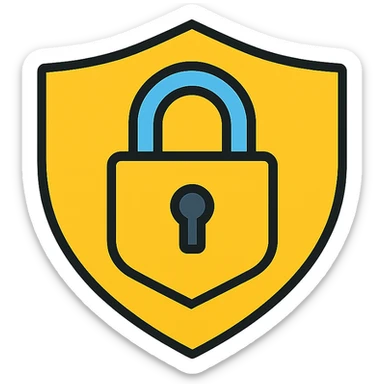 a lock shaped like a shield, minimal and strong look sticker