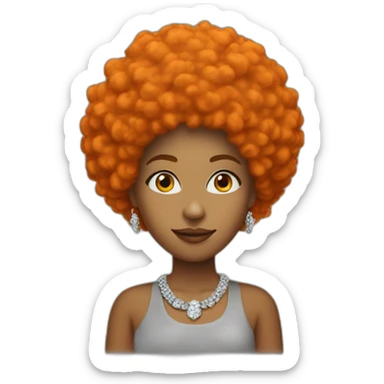 one woman with orange afro and diamond chain sticker