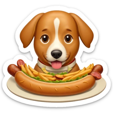 Dog eating salchipapa sticker