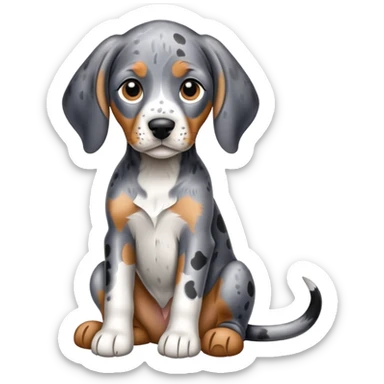 adorable sitting bluetick coonhound puppy with floppy ears and spotted coat sticker