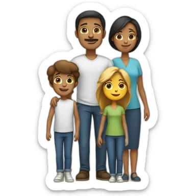 Family with 4, father, mother, teenager boy, small girl sticker