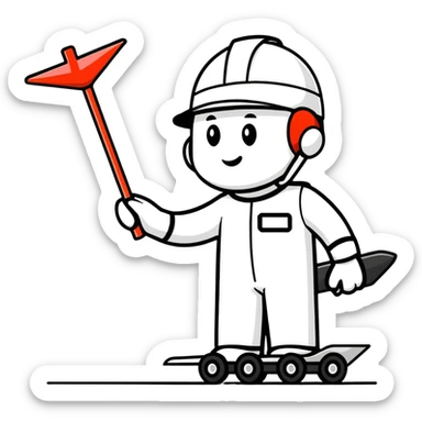 ramp agent with marshalling wands guiding aircraft sticker