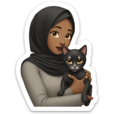 Black hijab girl with a brow hijab and her cat sticker