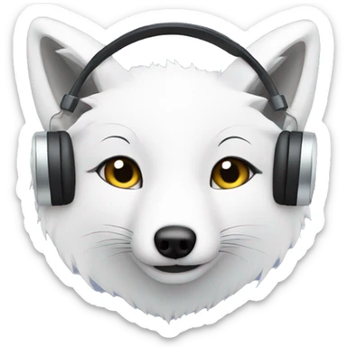 arctic fox wearing headphones  sticker