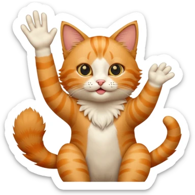 cat waving sticker