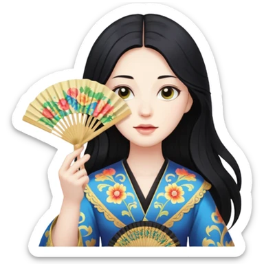 long haired folding fan holder sticker