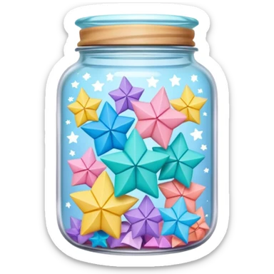 a transparent jar with pastel origami stars inside sticker