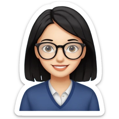 de una chica morena clara con cabellos negro y lago con lentes sticker