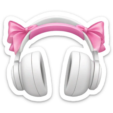 White headphones with pink bows  sticker