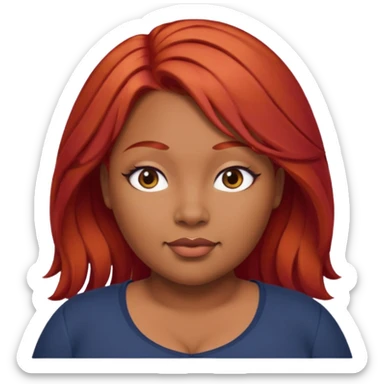 Plus size red hair brown face small eyes sticker
