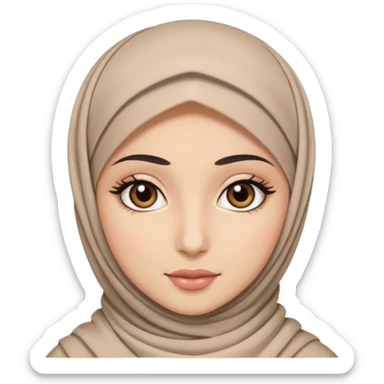 hijab with dark brown eyes and long lashes with and light  skin sticker