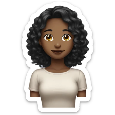 cute girl and black wavy hair sticker