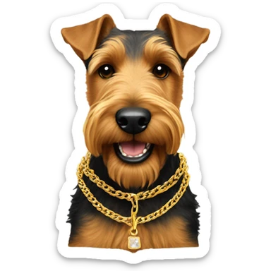 Welsh terrier with gold teeth and chains sticker