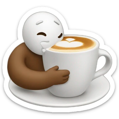 A person hugging a cup of cappuccino  sticker