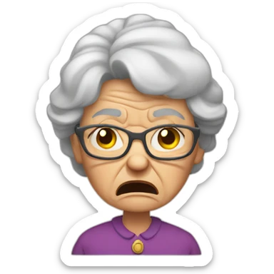 Angry grumpy old granny sticker
