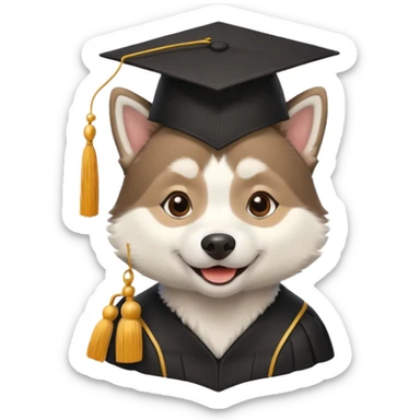 Husky with graduation cap sticker