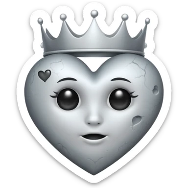 emo heart with full moon and silver crown sticker