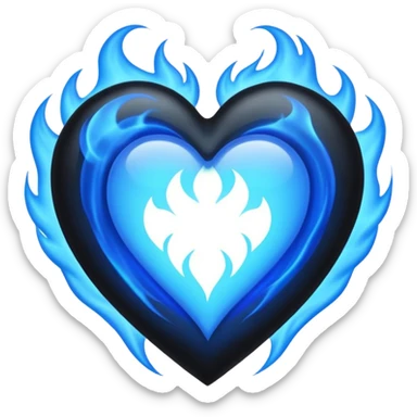 black heart with blue flames surrounding the perimiter  sticker