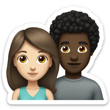 Interracial couple white girl brown hair black man dark Afro  sticker